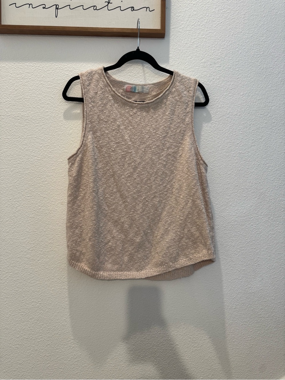 Free People Beach light beige sleeveless tank w/ cozy textured knit pattern